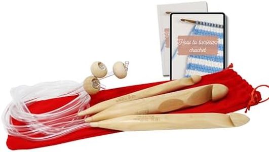 KnitPal 47-inch (120cm) Tunisian Crochet Hooks Set with Cable for Chunky Yarn - Afghan Wooden Crochet Hooks for Baby Afghan Blanket - 3 US Sizes: P/15mm, S/20mm and T/25mm