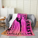 Love Gymnastics Flannel Fleece Throw Blanket Kids,Ballet Cheers Neon Pink Fuzzy Blanket for Bed Sofa Couch,Athletics Bed Blanket Breathable Plush Blanket Room Decor Twin 60"x80"