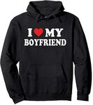 SZYAW I Red Heart My Boyfriend GF - I Love My Boyfriend Pullover Hoodie (Black,L)