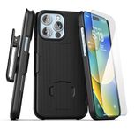 Encased Belt Clip Case for iPhone 16 Pro with Holster and Tempered Glass Screen Protector (DuraClip Series)