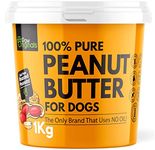 Peanut Butter For Dogs & Puppy 1KG GIANT - Only Brand With No Added Oil! - No Sugar, Salt, Xylitol - 100% Pure Formulated Treat For Dogs - 100% Protein, Wheat & Gluten Free - Dog Friendly Paste