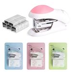 ASTARON Mini Effortless Desktop Staplers with 400 Standard 26/6 Staples, 2-24 Sheet Capacity, Includes Built-in Staple Remover, Cute Stapler Gift for Student and Office Use, 3 Colors Options