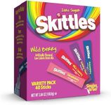 Skittles Singles To Go Wild Berry Variety Pack, Watertok Powdered Drink Mix, Zero Sugar, Low Calorie, Includes 4 Wild Berry Flavors, 1 Box (40 Single Servings)