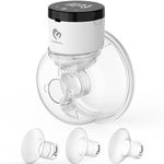 Bellababy Wearable Breast Pump Hands Free, Touch Screen Electric Breast Pump Wireless Portable, 4 Modes 9 Levels of Suction, 6 oz 1 Pack. (24mm Flange, Come with 21mm/19mm/17mm Inserts)