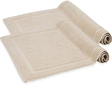 Komfortec Set di 2 tappetini da bagno in spugna, lavabili, 800 g/m² e 100% cotone, assorbenti e ad asciugatura rapida, 50 x 80 cm, Beige