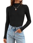 Zeagoo Women Long Sleeve Jumpers Ribbed Knit Sweater Mock Turtleneck Shirts Basic Casual Warm Tee Tops Black XL