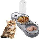 TUAKIMCE Gravity Water and Double Food Bowls,Triple Cat Bowls Automatic Pet Feeder 15° Tilted Cat Wet and Dry Food Bowl Set Automatic Water Dispenser Pet Bowls Set for Small or Medium Size Dogs Cats