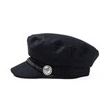 SUNTRADE Womens Casual Cap, Wool Blend Baker Boy Peaked Cap Newsboy Hat Cap Black