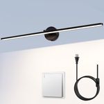 MantoLite 32'' Picture Lights for Wall,Vanity Lights for Bathroom,Plug-in or Hardwired,18W 3000K LED Non-Dimmable Modern Bathroom Lighting Fixtures Over Mirror and Wall Lights for Bedroom(Black)