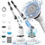 Electric Spin Scrubber, Cordless Cleaning Brush,9 in 1 Shower Scrubber with Replacement Brush Heads & Adjustable Extension Handle, Power Cleaning Brush for Bathroom,Tub,Floor, Kitchen Window