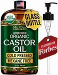 Ella & Eden Organic Castor Oil - Big 32 Fl Oz Glass Bottle - Cold-Pressed, Hexane-Free, USDA Certified, Unrefined & 100% Pure - For Hair Growth, Face, Skin