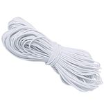 WedDecor 1mm White Elastic Cord Elastic Rope Stretch Fabric Craft String Elastic Band Sewing Thread for DIY Mask Making Bracelets Necklaces Hat Beading Jewellery, Round Cord, 10 Metres