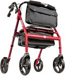 Hugo Mobility 700-961 Foldable Rollator Walker with Seat and Saddle Bag, Red