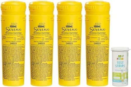 4 FROG Serene® Bromine Cartridges for in-Line and Floating Systems + FROG Test Strips for Hot Tubs