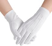 JISEN Men Police Formal Tuxedo Honor Guard Parade Nylon Cotton Non-slip Gloves (White, US One size), White