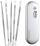 Beauté Secrets Essentials Blackhead Remover Pimple Comedone Extractor Tool, Acne Removal Kit - Treatment for Blemish, Whitehead Popping, Zit Removing for Nose Face Skin with Metal Case, Silver