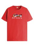 ADRO T Shirts for Boys & Girls | Friends Printed T-Shirt | Ages 3-14 | 100% Cotton Round Neck Tshirt for Boys |KRN-L2-FRIEND-RD-9-10Y Red