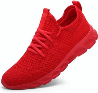 Damyuan Mens Lightweight Athletic Running Walking Gym Shoes Casual Sports Shoes Fashion Sneakers Walking Shoes, Red, 9.5