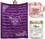 Gifts for Mom Best Mom Ever Blanket Funny Candles Coffee Mug Keychains Mothers Day Gifts Baskets for Women Christmas Birthday Anniversary (Purple)