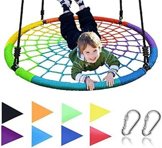 Royal Oak Giant 40" Spider Web Tree Swing, 600 lb Weight Capacity, Durable Steel Frame, Waterproof, Adjustable Ropes, Flag Set and 2 Carabiners, Non-Stop Fun for Kids! (Rainbow)