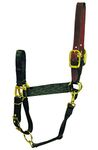 Hamilton 1-Inch Nylon Adjustable Horse Halter with Leather Head Poll and Throat Snap, Average, Black