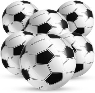 Inflatable Soccer Beach Balls (6 Pack) - 16-Inch Durable PVC Blow Up Beach Balls for Kids, Easy to Inflate, Summer Pool Float, Soccer Party Favors, Sports Theme Decorations, Giveaways & Outdoor Toys