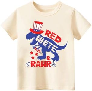 cheerilulu 4th of July Shirt for Toddler Boys Girls Kids, Independence Day USA Flag Red White Blue Tee 2-8T
