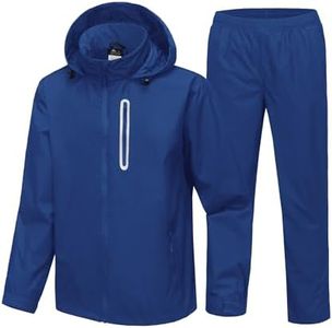 Men's Waterproof Golf Rain Suit Rain Gear Jacket and Pants Light Blue XXL