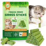 60g Cat Grass Teething Stick, Freezed Dried Cat Grass Sticks Snacks for Cats, Edible Cat Treats for Teeth Cleaning and Hairball Removal, Natural Chicken Flavored