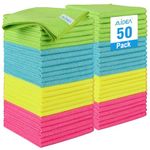 AIDEA Microfibre Cleaning Cloths 50 Pack,Reusable Kitchen Cleaning Towels Dish Cloths,Lint Free Streak Free Washable Duster Cloth for House, Car, Motorbike,Windows,30 x 30 cm