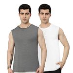 HEELIUM Bamboo Gym Vests for Men, Odour Free, Super Soft, Extra Large, Pack of 2