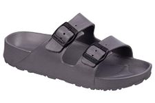 Ladies & Girls Slip On Summer Sandals - FLIP Flop Sliders by MIG (5 UK, Grey)