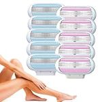 Bisienya 10PCS Women's Razor Blades Refills,Refills Compatible with Gillette Venus Extra Smooth Women's Razor,3-layer Blade Design, Smooth Sliding,Washable Easy to Replace(With 5 Pink and 5 Blue)