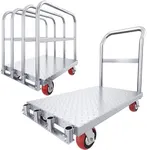YITAHOME 2-in-1 Steel Panel Truck Cart 2200 LBS, Heavy Duty Platform Truck Cart with 4 Side Handrails, Lumber Cart Drywall Cart Flatbed Cart with 4 Rubber Swivel Casters for Loading and Storage
