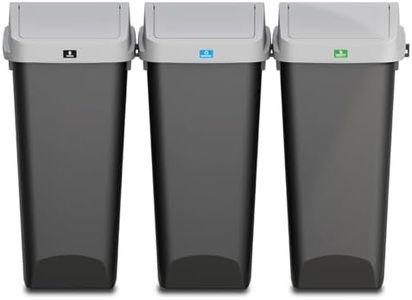 Glad Link & Sort 36 Gallon Waste and Recycle Center - 3x12G (3x45L) Plastic Bin Compartments for Trash, Recycling, Compost with Odor Protection and Swing Top and Lift Up Lids