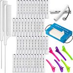 WILLBOND 48 Pcs Hair Perm Rods Plastic Cold Wave Rod Curlers, 350 Pcs Perm Paper, 2 Pcs Rat Tail Comb 6 Pcs Clip for Hairdressing Styling(White)