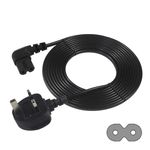 TV power cable - UK 3PIN Plug to Right Angled 90 Degree IEC C7 Figure 8 UK Plug mains Power Cable - Compatible for PS5, Xbox Series X, Smart LED TV, Samsung TV, LG TV, Sony TV (Black 5M)