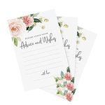 Bliss Collections Advice and Wishes Cards, Boho Floral Blush Pink and Greenery Design, Perfect for the Bride and Groom, Baby Shower, Bridal Shower, Graduate or Event! Pack of 50 4x6 Cards