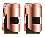 HYZ Champagne Stoppers - Stainless Steel Sparkling Wine Bottle Stopper with Pure Silicone Air Tight Seal - Professional Wine Saver for Champagne，Prosecco and Cava (2Pack Rose Gold)