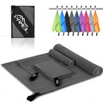 Pameil Gym Towel,3-Pack(80 x 40cmx2+160 x 80cm) Large Microfibre Towel,Quick-Drying Towel,Gym Workout Travel Swimming Beach Camp Outdoor Hiking Towel(dark gray)