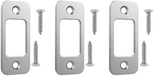 Round Corner Deadbolt Strike Plate 1" x 2-1/4" with 6 Screws 1-3/8" (Satin Nickel) - 3 Pack