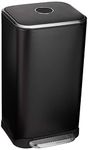 Amazon Basics 32L Trash Can with Steel Bar Pedal, Soft-Closing Mechanism for Home and Office Use - Rectangular, Black