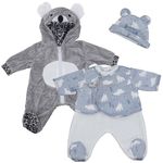 Bibi Doll - Baby Doll Clothes Set Of Two Outfits Suitable For 20" Baby Doll (Grey And Blue Clothes Set)