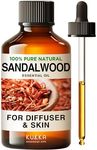 Kukka Sandalwood Essential Oils for Diffuser & Skin - 118ml 100% Pure Natural Sandalwood Oil - Sandalwood Essential Oil for Skin, Hair & Perfume - Soap Making & DIY