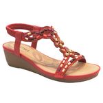 IVACHY Womens sandals bohemian styles beaded crystals sparkling holidays elastic strap stretch platform flats comfortable fashion sandals