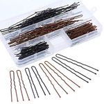 220Pcs 5cm 6cm U Shaped Hair Pins Kit, Professional U Shape Hair Pins for Women Girls and Hairdressing Salon Doubtless Bay with Clear Storage Box - Brown and Black