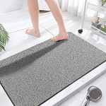 Extra Large Shower Mats Non Slip Without Suction Cups, 23.6×47.2Inch, Bath Mat for Textured Tub Surface, Loofah Mats for Shower and Bathroom, Quick Drying, Grey