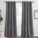 NICETOWN Bedroom Blackout Curtains Panels - Triple Weave Energy Saving Thermal Insulated Solid Grommet Blackout Draperies for Patio (1 Pair, 55 inches by 90 Inch, Grey)