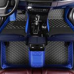 Aiducreaon Custom Car Floor Mats for Audi A1 A3 A4 A5 A6 A7 A8 TT Q2 Q3 Q5 Q7 Q8 S-Line Convertible Coupe Sportback Estate Floor Liner All-Weather Waterproof Right Hand Drive (Blue & Black Beige)