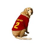 Ruse Basic Crew Neck Good Boy Jersey No.2 Printed Half Sleeves Dog T-Shirt/Apparel/Clothes/Tees Gift for Dogs.(Red) X-Large (Retrievers, Labs etc.)